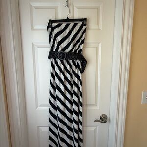 Pretty Good  - Black and White Strapless Maxi Dress